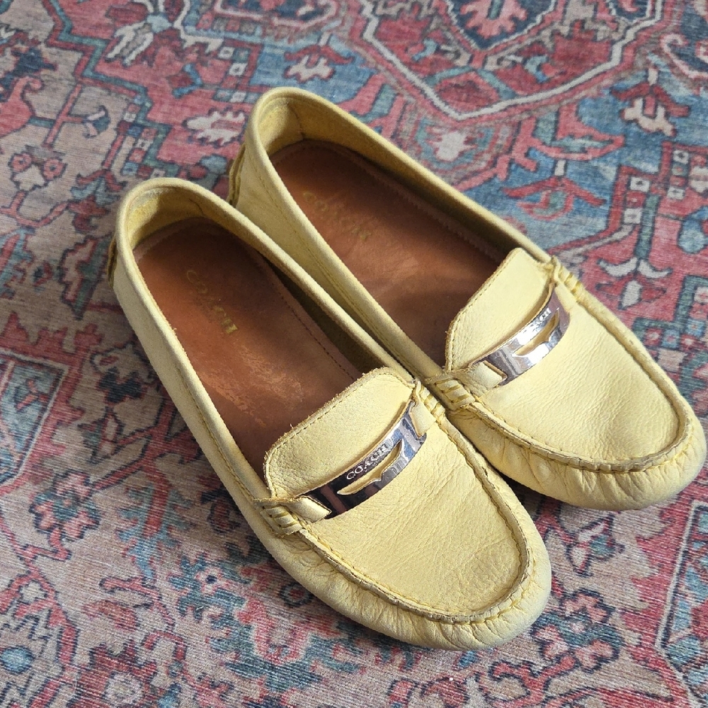 Coach Nola Yellow Leather Loafers for Women Size 6.5